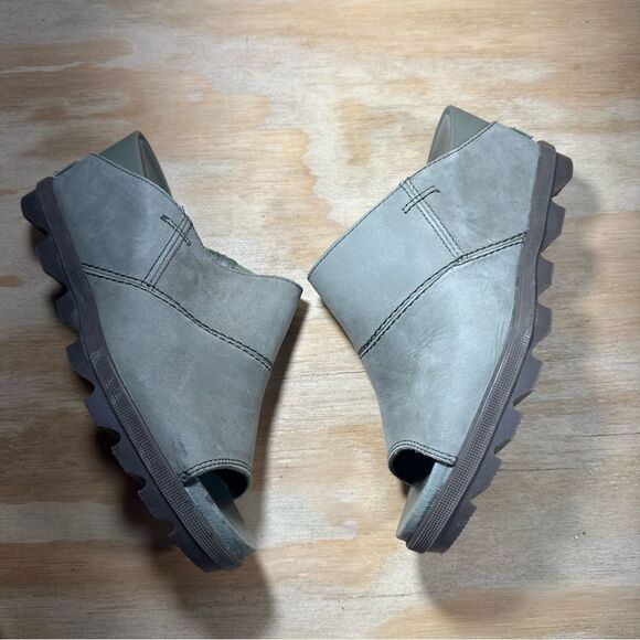 Sorel Nubuck Gray Wedge Sandals Women’s Size 9 - Picture 3 of 9